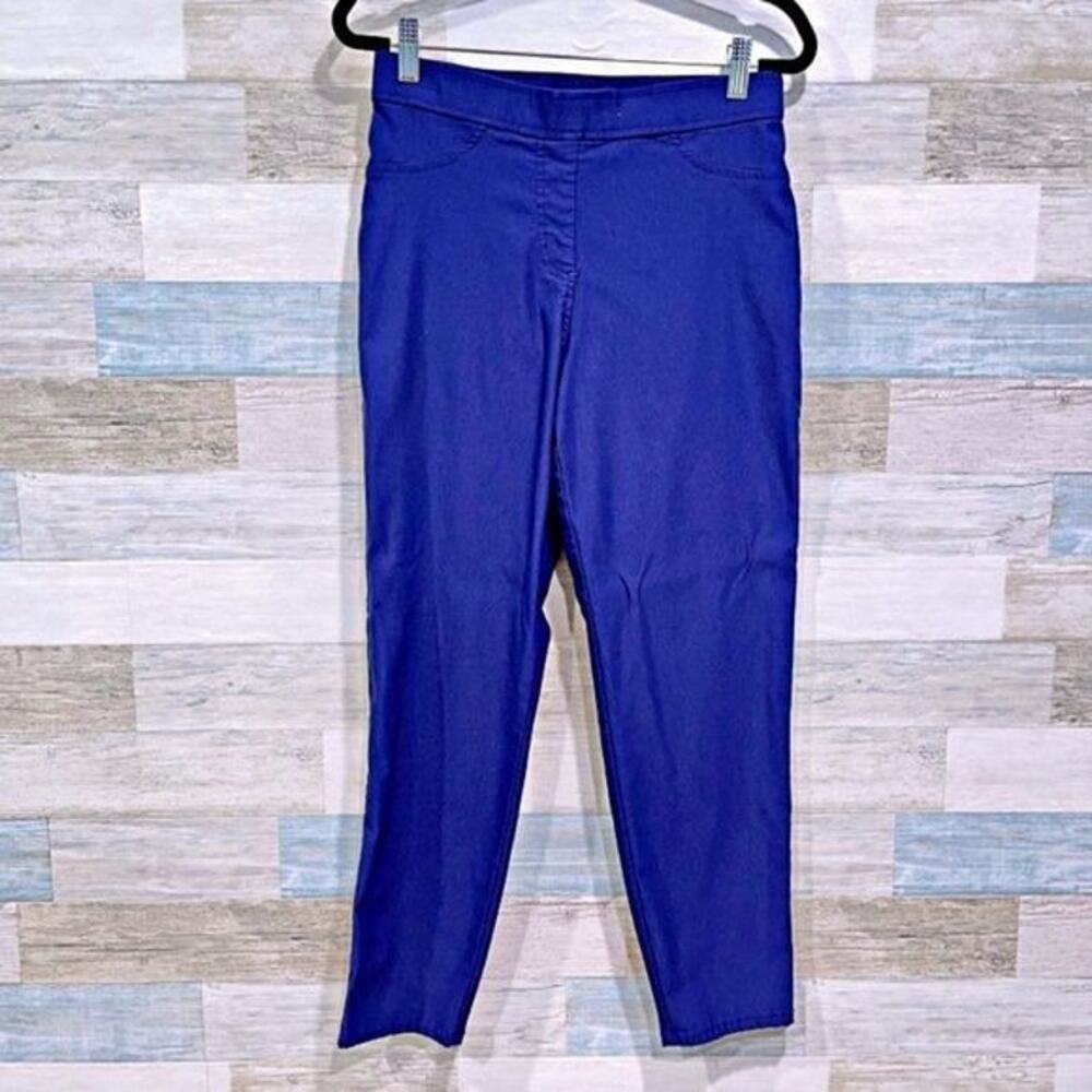 TAHARI Woven Stretch High Rise Skinny Dress Pants Navy Blue Womens Medium